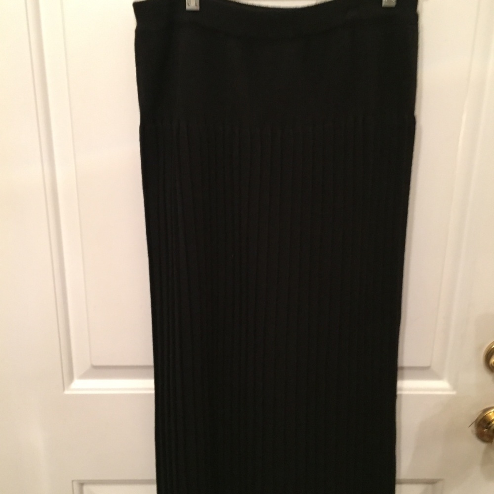 French Designers Rodier Black Pleated Long Skirt